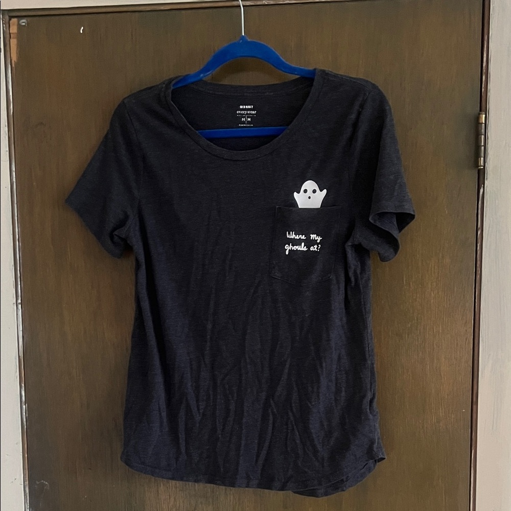 Old Navy Black Short Sleeve Tee with Ghost Design